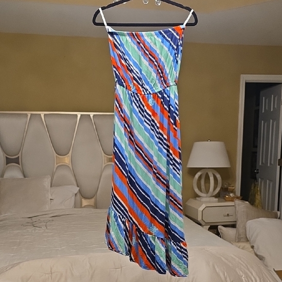 Lilly Pulitzer Blue and Orange Striped Maxi Dress - Picture 1 of 10